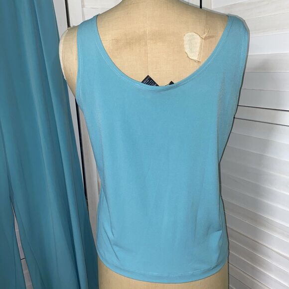 Vintage Susan Lucci Aqua Green Tank Top Pull On Pants Set Poly Knit Suit Sz Med - Picture 4 of 11